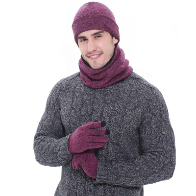 Conjunto Invernal Completo para Hombre: Gorro, Bufanda y Guantes en Punto y Terciopelo - Image 4