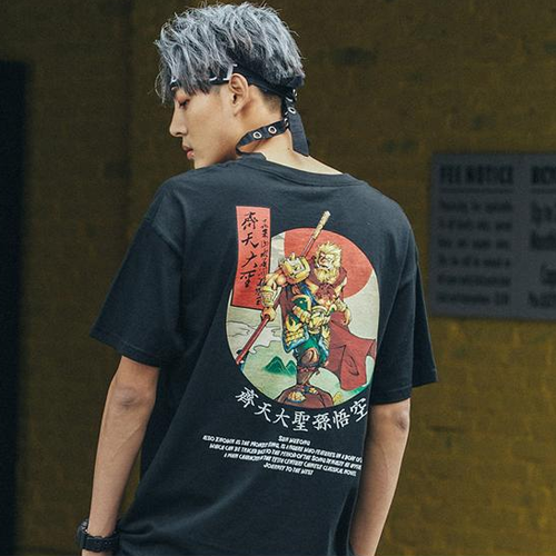 Camiseta Hip Hop Estampada de Manga Corta Unisex