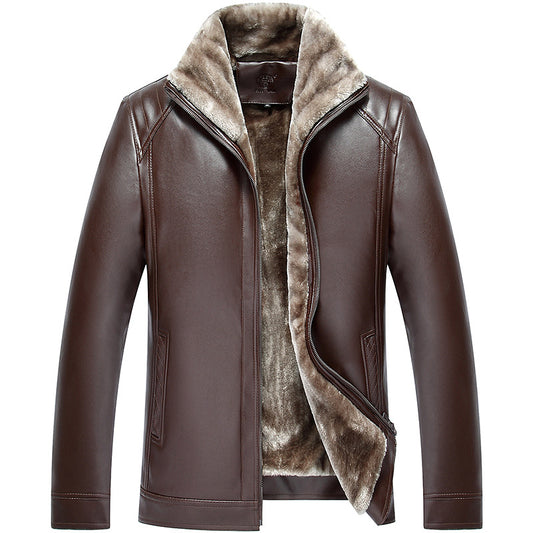 Chaqueta de Cuero Grueso Casual para Hombre con Forro de Algodón - Image 2