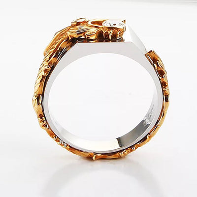 Anillo de Dragón Dominante para Hombre con Zircón Bicolor Estilo Punk Hip Hop - Image 5
