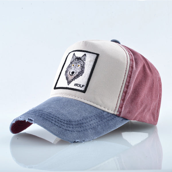 Gorra de Béisbol Hombre con Lobo Bordado