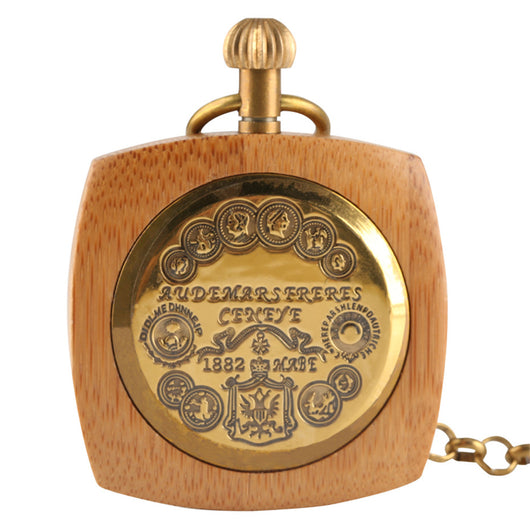 Reloj de Bolsillo Caoba con Mecanismo de Cuarzo - Image 4