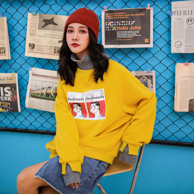 Suéter Acolchado de Terciopelo con Estampado Cartoon para Mujer