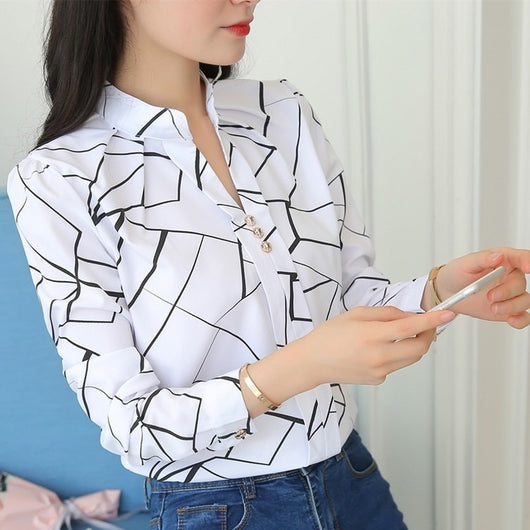Camisa de Rayas Salvaje Temperamento de Manga Larga - Image 6