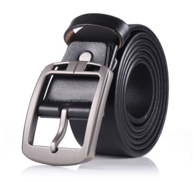 Cinturón de Cuero Retro para Hombre con Hebilla Plateada Estilo Japonés