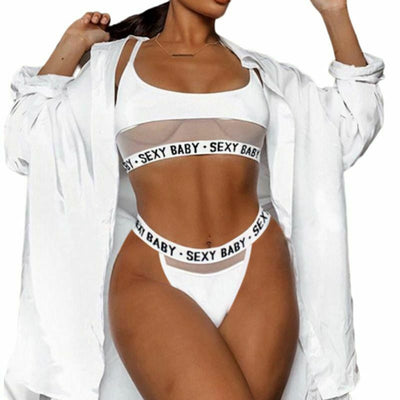 Bikini Calado con Letras Atrevidas y Corte Abierto - Image 2