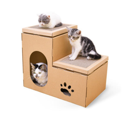 Casa Gato Doble con Escalera y Disco Rascador - Incluye Juguetes de Catnip - Image 5
