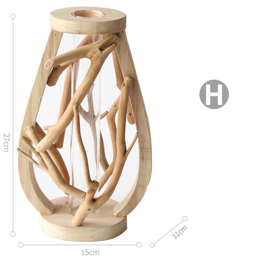 Jarrón de Madera Maciza Artesanal con Diseño Decorativo para Flores y Plantas Hidropónicas - Image 18