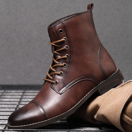 Botas Martin de Cuero para Hombre con Punta Afilada - Estilo Retro - Image 3