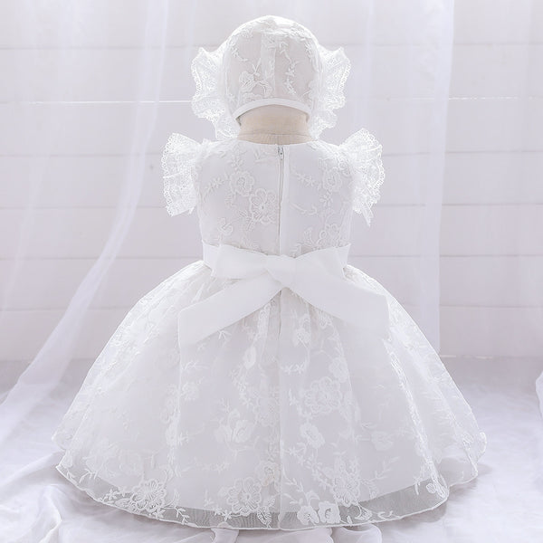 Vestido de Princesa Blanco Infantil con Encaje para Bodas