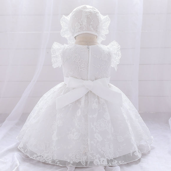 Vestido de Princesa Blanco Infantil con Encaje para Bodas