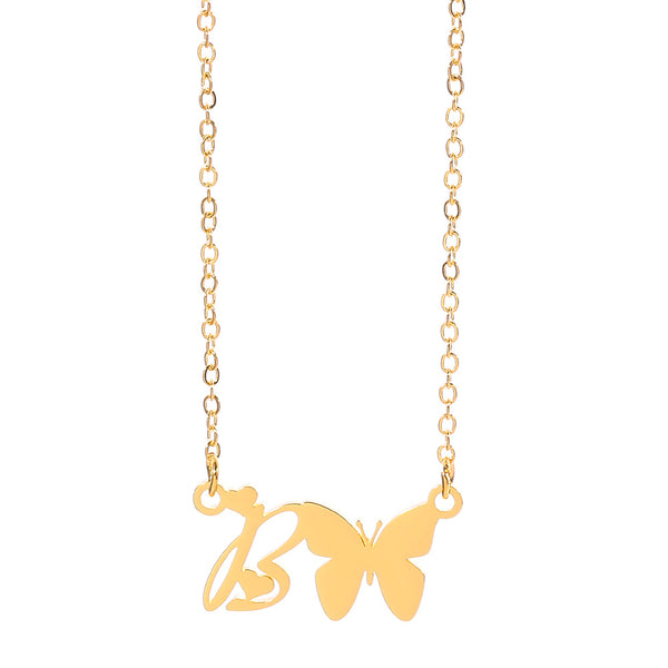 Collar Colgante Mariposa con Inicial Personalizada
