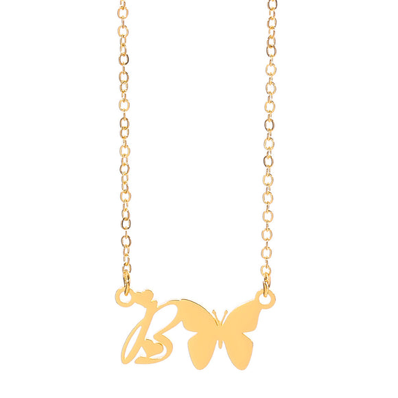Collar Colgante Mariposa con Inicial Personalizada