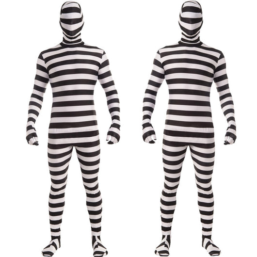 Uniforme de Presidiario Blanco y Negro para Halloween - Image 5