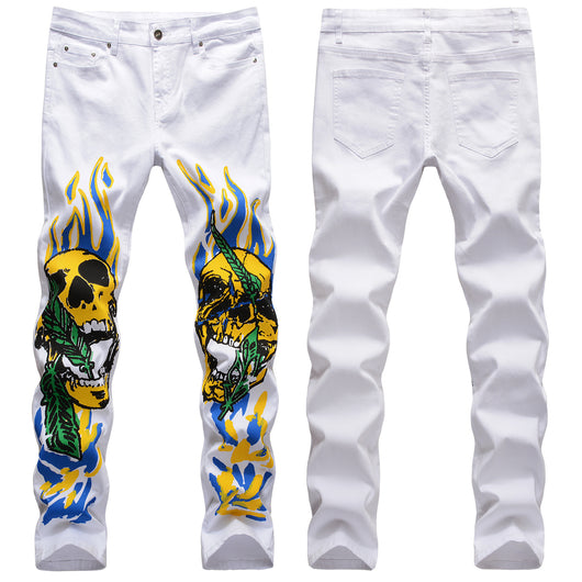 Pantalones de Calle Urbanos con Diseño Calavera y Llamas - Estilo Graffiti para Hombre - Image 3
