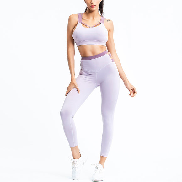 Conjunto Deportivo Yoga Mujer Ajustado Bicolor