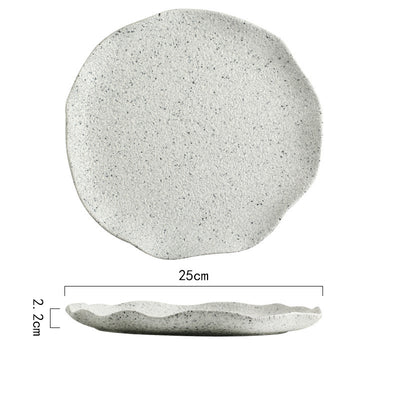 Plato de Cerámica Hoja de Loto con Patrón Granito Nórdico - Image 6