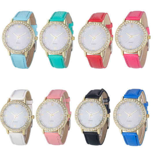 Reloj de Mujer Cara de Sol con Cuarzo y Detalles de Diamantes