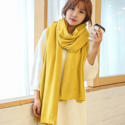 Bufanda de Lana Merino y Cachemira Tejida Estilo Coreano Unisex - Image 22