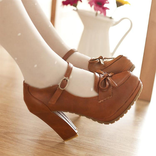 Tacones Altos con Moño y Tacón Grueso - Image 2