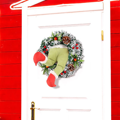 Corona Navideña con Piernas de Papá Noel - Decoración Puerta Reutilizable con Lazo - Image 24