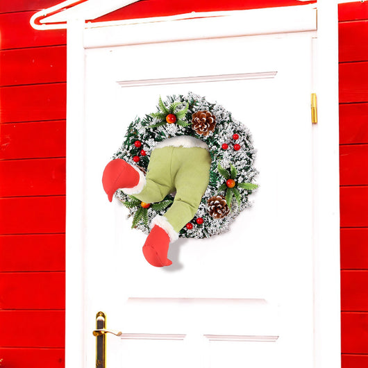 Corona Navideña con Piernas de Papá Noel - Decoración Puerta Reutilizable con Lazo - Image 24