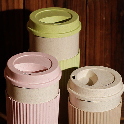 Taza Térmica Reutilizable de Fibra de Trigo con Tapa - Vaso Aislante para Café y Viajes - Image 5