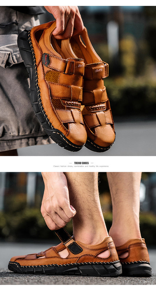 Sandalias Grandes para Hombre con Velcro y Detalles Cosidos - Image 28