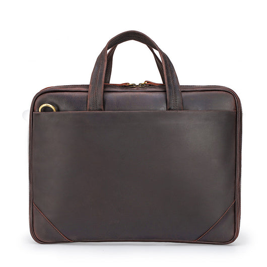 Maletín Portátil de Cuero Genuino Estilo Retro - Bolsa Ejecutiva Vintage
