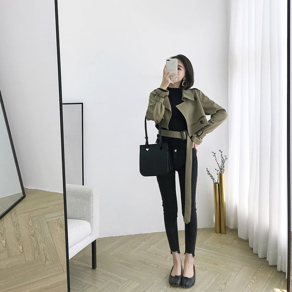 Chaqueta Corta Irregular Elegante Estilo Coreano - Manga Larga Delgada Otoño