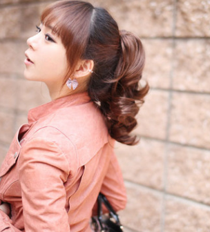 Peluca Coreana Coletas Rizadas Estilo Tigre - Cabello Atado - Image 3