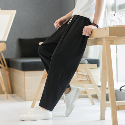 Pantalones Casuales de Algodón y Lino Hombre - Corte Recto Relajado - Image 4