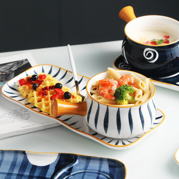 Tazón de Desayuno Japonés con Asa Pintada a Mano