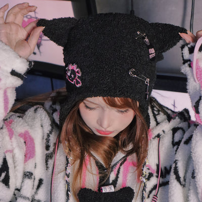 Gorro Punk de Terciopelo con Orejas de Gato 3D - Image 12