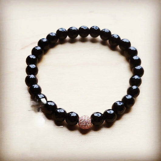 **Wood with gold accent beaded bracelet 807ss