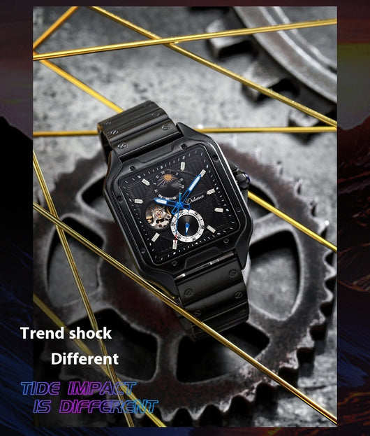 Reloj Mecánico Automático Cuadrado Impermeable con Diseño Calado para Hombre - Image 20