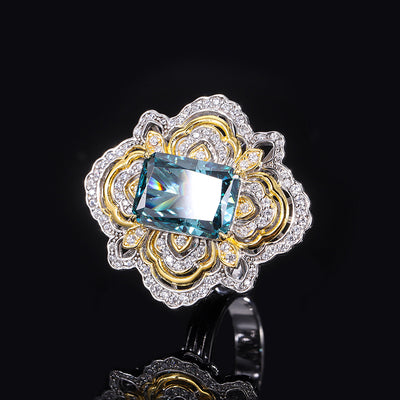 Anillo de Plata S925 Textura Diamante Alto Carbono Estilo Retro - Image 2