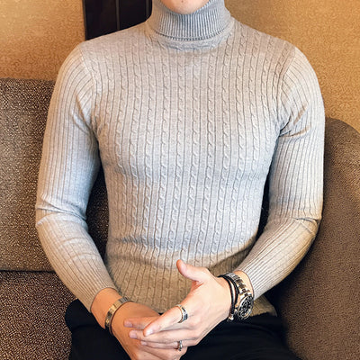Suéter Cuello Alto Trenzado Hombre - Diseño Liso y Versátil - Image 8