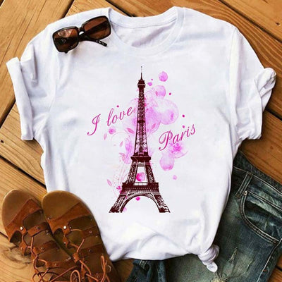 Blusa Romántica de Manga Corta para Mujer con Estampado I LOVET - Image 7