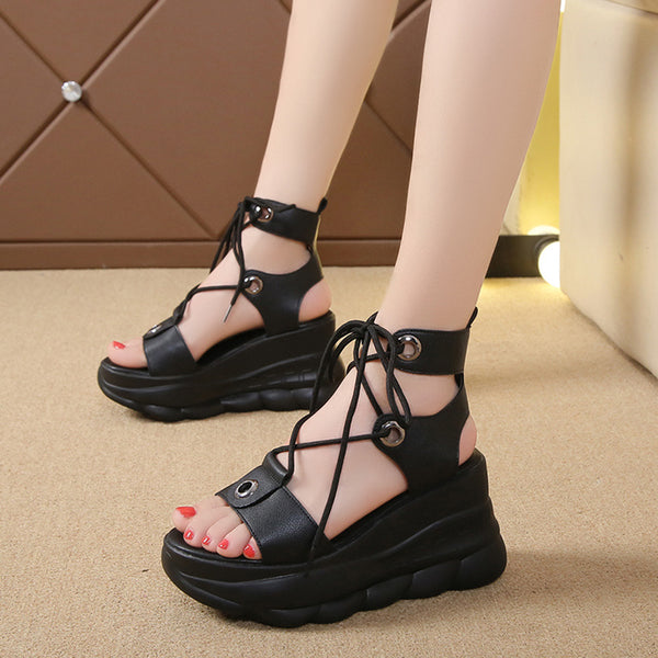 Sandalias Tipo Pez con Plataforma Elevadora - Cuña Cómoda Multiuso