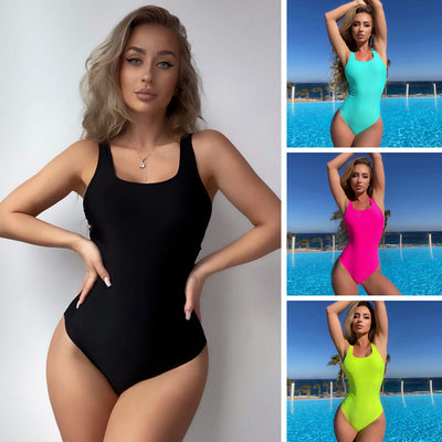 Traje de Baño Mujer Siamés Ajustado Color Sólido - Image 13