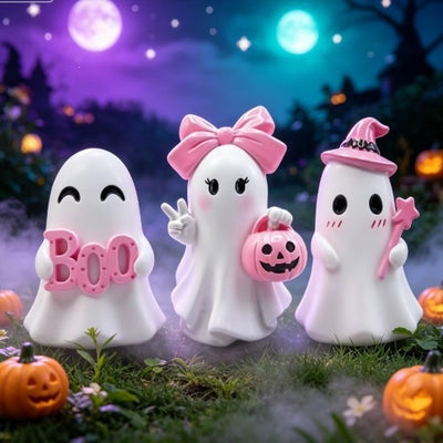 Adorno de Resina con Fantasmas y Calabazas Rosas para Halloween - Image 17