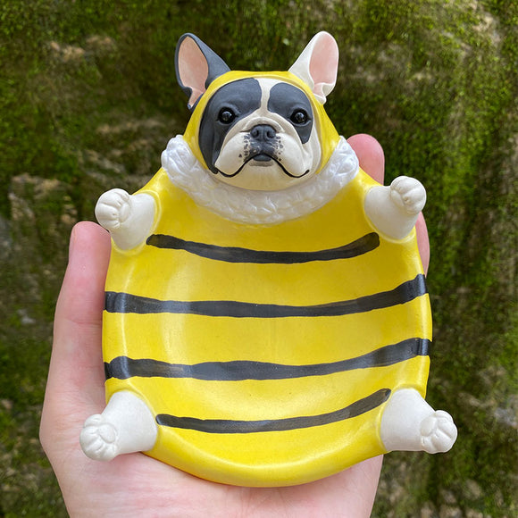 Plato Decorativo Bulldog Francés Hecho a Mano en Cerámica