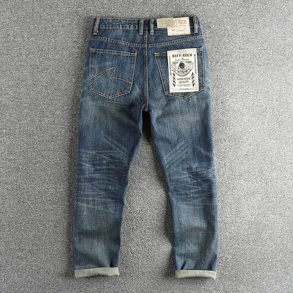 Jeans Rectos Casuales para Hombre con Bolsillos Retro