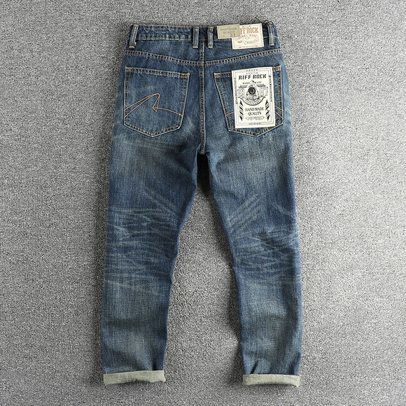 Jeans Rectos Casuales para Hombre con Bolsillos Retro