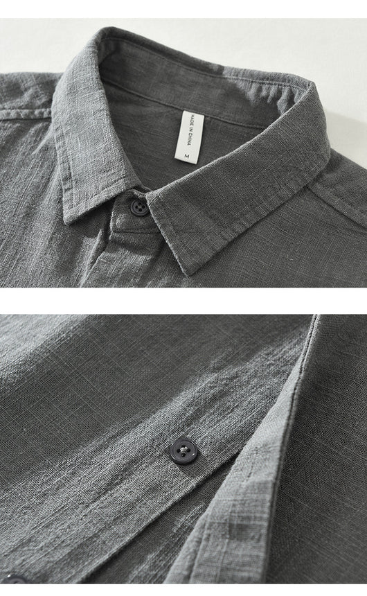 Camisa de Lino Suelta para Hombre - Estilo Casual Artístico de Manga Larga - Image 12