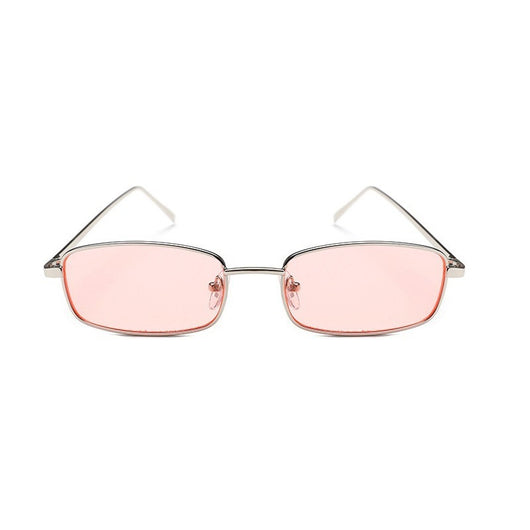 Retro gold metal frame sunglasses with light brown rectangular lenses, displayed on a white surface. - Image 10