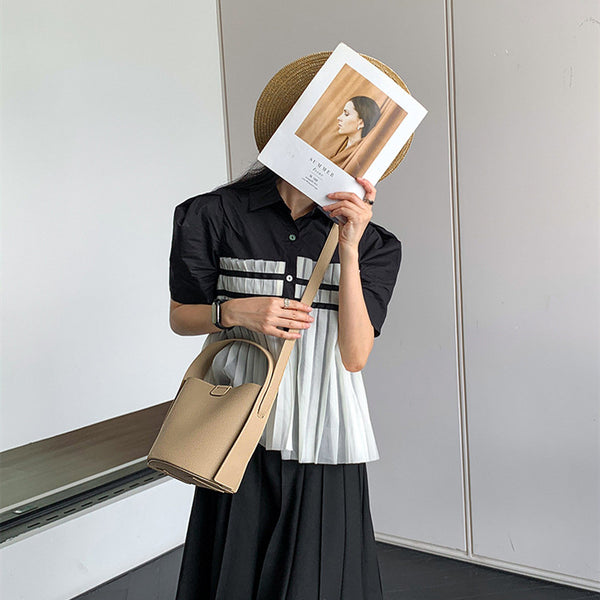 Bolso Bandolera de Cuero Diseño Retro Simple para Mujer
