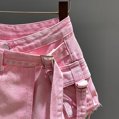 Culottes Denim Irregular Cintura Alta Efecto Dos Piezas - Image 4