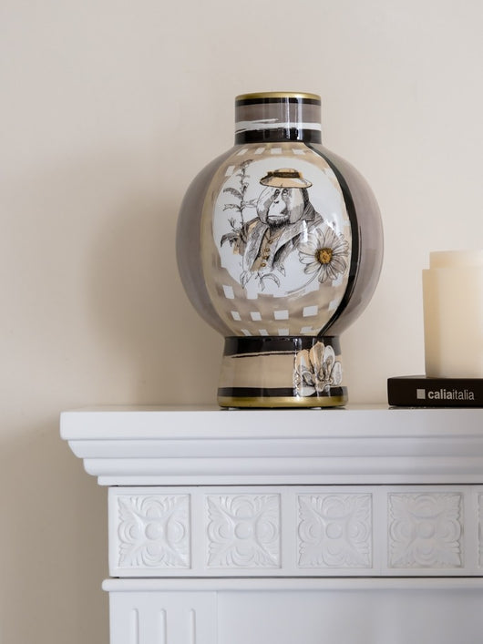 Jarrón de Porcelana con Decoración en Tono Cacao - Image 17